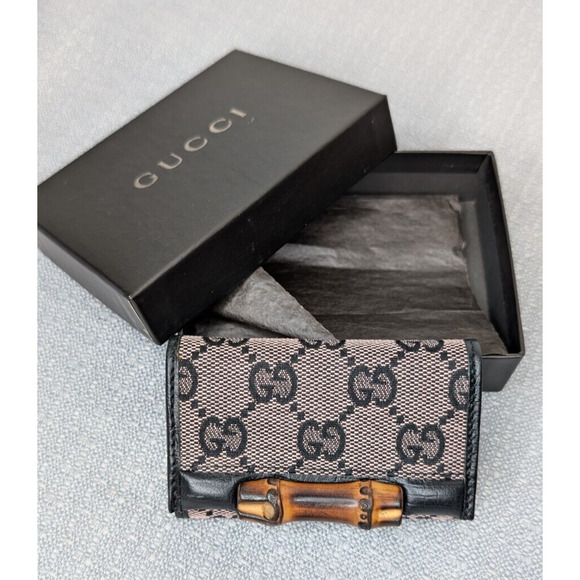 Gucci GG Canvas Bamboo 6 Key Holder Case NEW w/box - Picture 1 of 8